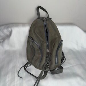 Rebecca Minkoff Julian Leather Backpack Grey Silver Hardware Moto Tassel Zipper